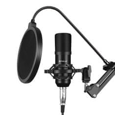 Puluz PU612B kondenzátoros mikrofon álvánnyal, fekete