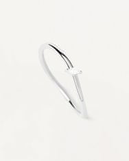PDPAOLA Gyengéd ezüst gyűrű cirkónium kővel Leaf Essentials AN02-842 (Kerület 50 mm)