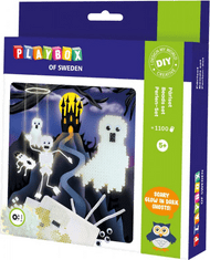 PLAYBOX világító vasalható gyöngyök készlet Csontvázak és szellemek 1100db