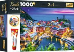 Trefl 2 az 1-ben puzzle készlet Vernazza, Liguria, Olaszország 1000 darab ragasztóval