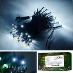 WOWO 10 m-es LED lánclámpa, 100 LED, hideg fehér, 8 világítási mód
