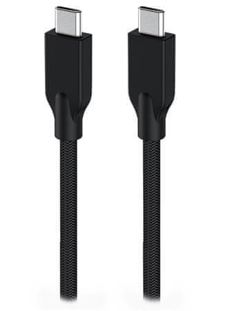 Genius ACC-C2CC-3A, kábel, USB-C-USB-C, USB 3.0, 3A, PD 60W, fonott, 1,5 m, fekete, 1,5 m, fekete