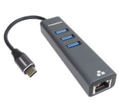 PremiumCord adapter USB-C Gigabit + 3x USB 3.0-ra