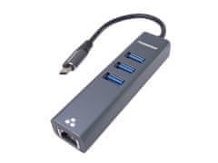 PremiumCord adapter USB-C Gigabit + 3x USB 3.0-ra
