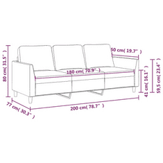 3 személyes cappuccino színű műbőr kanapé 180 cm