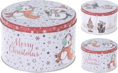 STREFA Kerek ón doboz karácsonyi készlet 3 darabos mix dekorációval