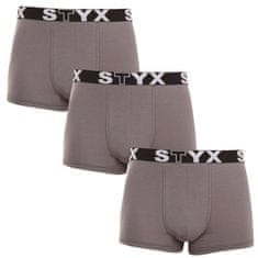 Styx 3PACK Férfi boxeralsó sport gumi sötét szürke (3G1063) - méret M
