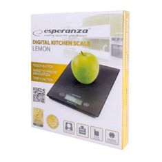 Esperanza Lemon EKS002K 5kg 1g Fekete Üveg konyhai mérleg