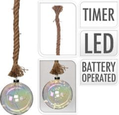 STREFA Világítás LED KOULE átmérője 20cm, 95cm-es kötélen, időzítővel, üveggyöngy, üveggyöngy