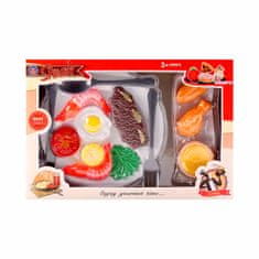 BigBuy 15 részes színes játék ételkészlet gyerekeknek - éttermes játék szett tányérokkal, evőeszközökkel (BBLPJ)