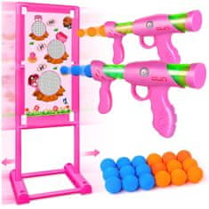 BigBuy Giga méretű céllövő készlet - mozgó céltáblával, 2 játékfegyverrel és szivacstöltényekkel - pink (BBL)