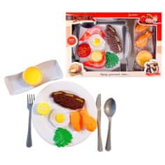 BigBuy 15 részes színes játék ételkészlet gyerekeknek - éttermes játék szett tányérokkal, evőeszközökkel (BBLPJ)