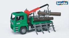 BRUDER Erdészeti járművek - MAN TGA Fakitermelő teherautó billenőkarral és 3 rönkkel