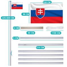 Timeless Tools Zászlótartó rúd kétoldalas 90x150cm szlovák zászlóval