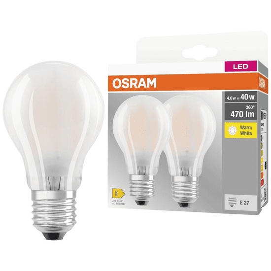 Osram LED fényforrás gyertya forma E27 4W melegfehér 2db/cs (4099854094248) (4099854094248)