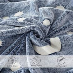 Netscroll 2x Varázslatos takaró, ami sötétben világít, csillagok és hold mintával, rendkívül puha és meleg, szürke színű, világító takaró, kiváló ajándék ötlet, 150x100 cm, BlanketStar