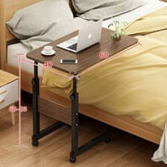 MUVU Laptop asztal, barna és fekete, állítható magasságú, mobil íróasztal, MUVU