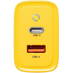 Tactical Hálózati töltő adapter, 45W, USB aljzat, USB Type-C aljzat, gyorstöltés, PD 3.0, QC 3.0, PPS, AFC, GaN, Microgrid GaN, sárga (TS1250)