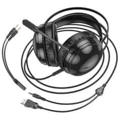 Borofone BO108 gamer fülhallgató USB / 3.5mm jack, fekete