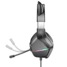 Borofone BO106 gamer fülhallgató macskafüllel USB / 3.5mm jack, fekete/rózsaszín