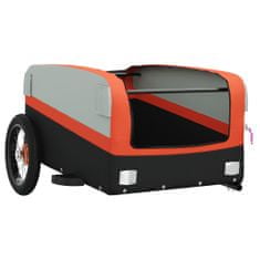 Vidaxl fekete-narancssárga vas kerékpár-utánfutó 30 kg 94033