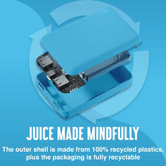 Juice Univerzális hordozható, asztali akkumulátor töltő - ECO 3 Power Bank - 2xUSB +Type-C - 10.000 mAh - világos kék (JU194716)