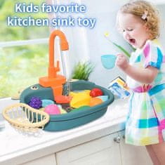 BigBuy Bocis mosogató készlet gyerekeknek – elemes játék konyhai mosogató szett tányérokkal, evőeszközökkel – 33 x 26 x 7 cm (BBJ)