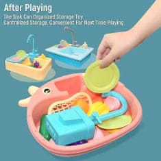 BigBuy Bocis mosogató készlet gyerekeknek – elemes játék konyhai mosogató szett tányérokkal, evőeszközökkel – 33 x 26 x 7 cm (BBJ)