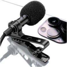 BigBuy Ingre csíptethető mikrofon videókonferenciákhoz, forgatásokhoz - 1,5 m hosszú kábel, 3,5 mm jack csatlakozó (BBD)