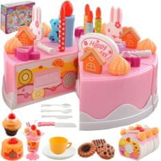 Kruzzel 22382 Gyerek műanyag szülinapi torta rózsaszín 75 részes