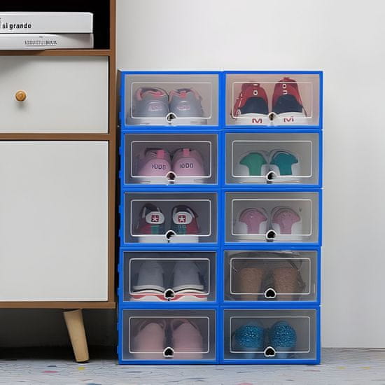 HOME & MARKER® Praktikus cipő tároló, könnyen rendszerezhető cipősszekrény, átlátszó műanyag cipőtartó doboz | SHOEZY