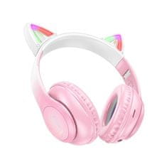 Hoco W42 bluetooth fülhallgató macskafüllel, rózsaszín