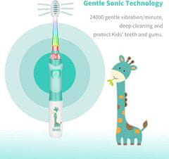 Dexxer Gyermek LED elektromos sonic fogkefe zöld + tartozékok