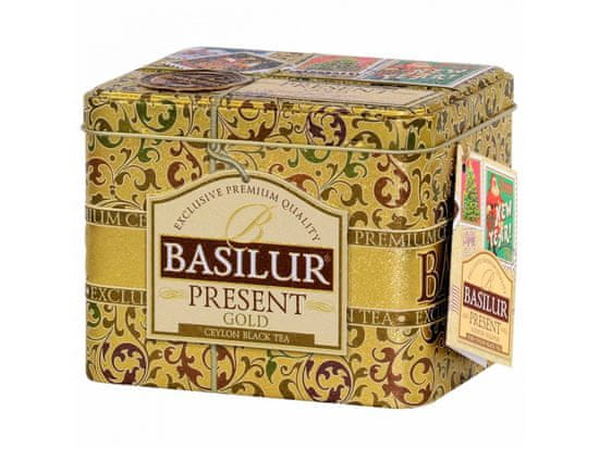 sarcia.eu BASILUR Present Gold - fekete levéltea díszdobozban, karácsonyi tea 100g