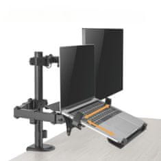 Brateck LDT66-C024ML monitortartó egy csuklós kar + egy laptop tartó egymás mellett a rúdon