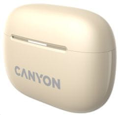 Canyon OnGo 10 ANC, TWS-10 ANC+ENC fejhallgató mikrofonnal, BT V5.3 BT8922F, 500mAh+40mAh tok, gyorstöltés, bézs színű