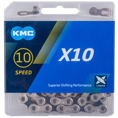 KMC X10 fekete-ezüst 114 láncszemű lánc BOX