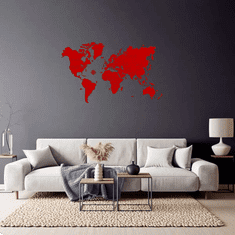 Wooden city Fából készült világtérkép XL méret (120x80cm) piros
