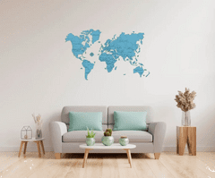 Wooden city Fából készült világtérkép XL méret (120x80cm) kék