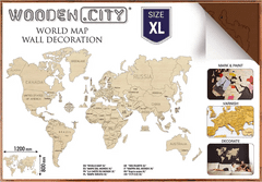 Wooden city Fából készült világtérkép XL méret (120x80cm) barna színben