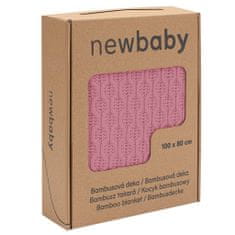 NEW BABY Bambusz kötött takaró Új baba mintával 100x80 cm rózsaszínű
