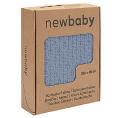 NEW BABY Bambusz kötött takaró Új baba mintás 100x80 cm kék