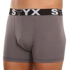 Styx 3PACK férfi boxeralsó hosszú sport gumi sötétszürke (3U1063) - méret M