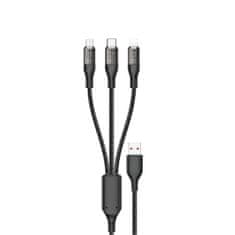 DUDAO L22X 3in1 kábel USB - USB-C / microUSB / Lightning 120W, szürke