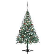Vidaxl zúzmarás megvilágított karácsonyfa gömb szettel/tobozzal 150 cm 3077613