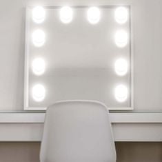 Dollcini Dollcini, hollywoodi stílusú LED sminktükör lámpakészlet 10 fényerő-szabályozható izzóbetéttel a fürdőszobai, fali vagy piperetükör rugalmas megvilágításához