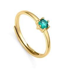 Viceroy Bájos aranyozott gyűrű zöld cirkónium kővel Clasica 9115A01 (Kerület 55 mm)