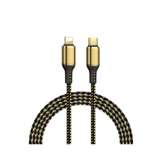 WiWU GD-103 Aranyozott braided USB-C / Lightning kábel 20W fekete / arany (126351)