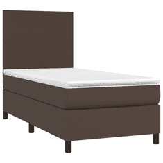 barna műbőr rugós ágy matraccal 90 x 200 cm