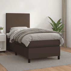 barna műbőr rugós ágy matraccal 90 x 200 cm